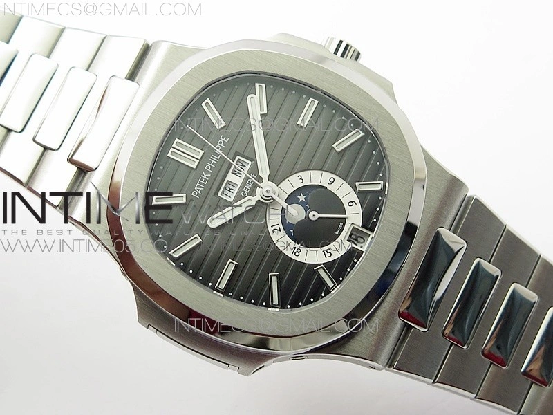 NAUTILUS 5726 SS GRF 1:1 BEST EDITION GRAY DIAL WORKING ANNUAL CALENDARON SS BRACELET A.324 V3